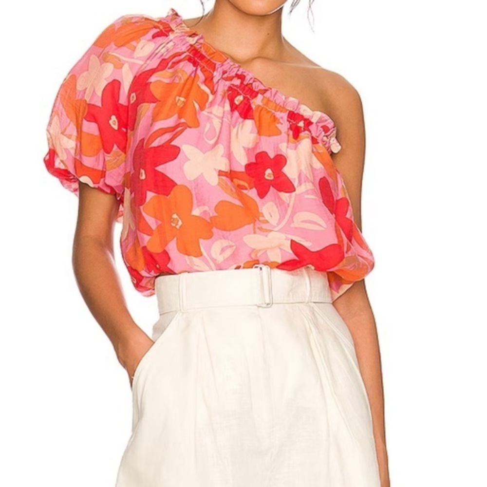ASTR ATLANTA TOP PINK RED FLORAL SZ M